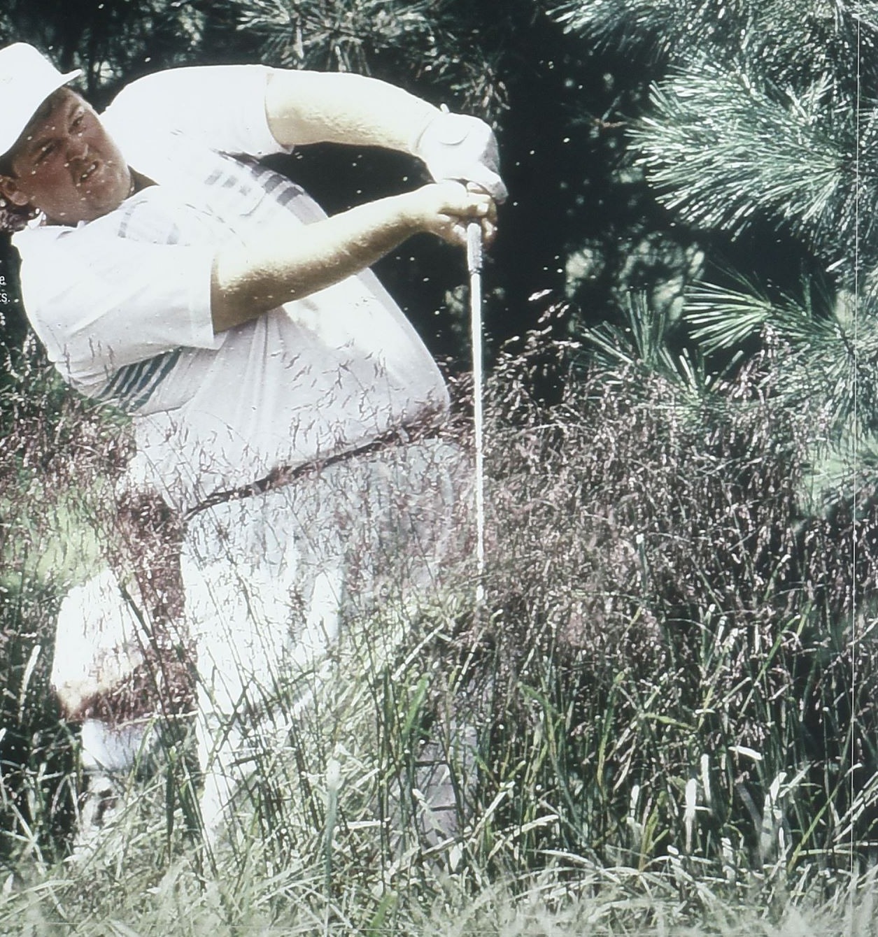 Chris Patton plays from thick rough during the 1989 U.S. Amateur at Merion